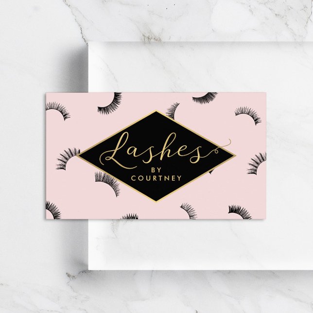 Tarjeta De Visita Montones de pestañas Patrón Lash Salon Rosa/Negro/ (Subido por el creador)