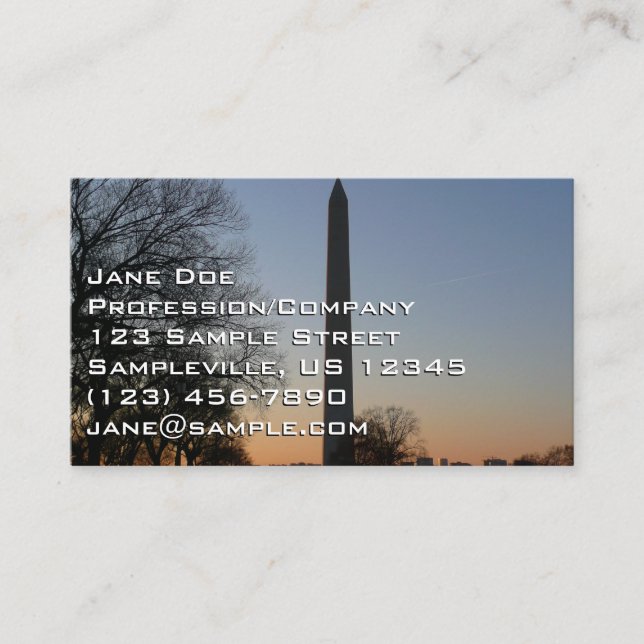 Tarjeta De Visita Monumento a Washington al atardecer (Anverso)