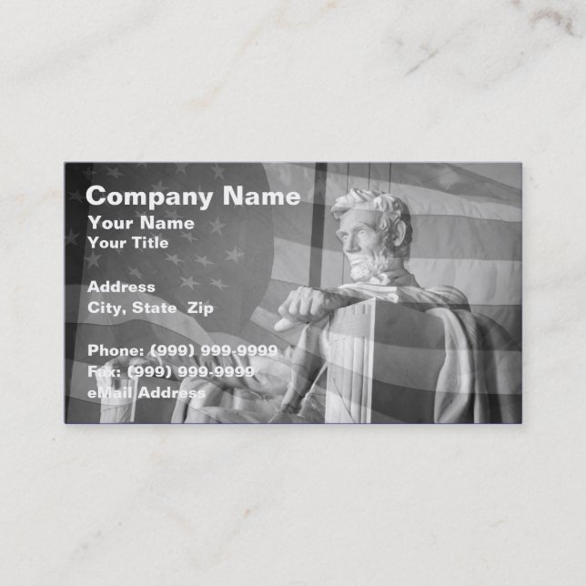 Tarjeta De Visita Monumento conmemorativo a Abraham Lincoln y bander (Anverso)