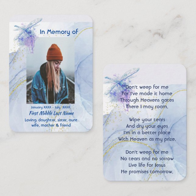 Tarjeta De Visita Monumento conmemorativo cristiano Keepsake (Anverso / Reverso)