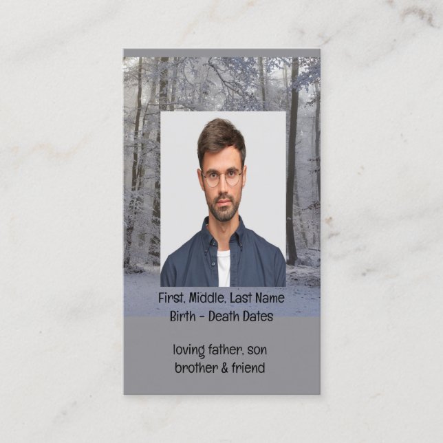 Tarjeta De Visita Monumento conmemorativo Keepsake Winter Snow Fores (Anverso)