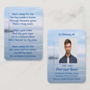Tarjeta De Visita Monumento cristiano Keepsake Barco de vela Agua tr