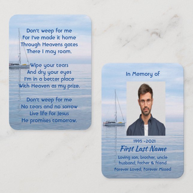Tarjeta De Visita Monumento cristiano Keepsake Barco de vela Agua tr (Anverso / Reverso)
