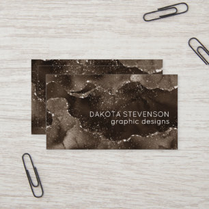 Tarjeta De Visita Moody Agate   Café Brown Golden Bronze Taupe