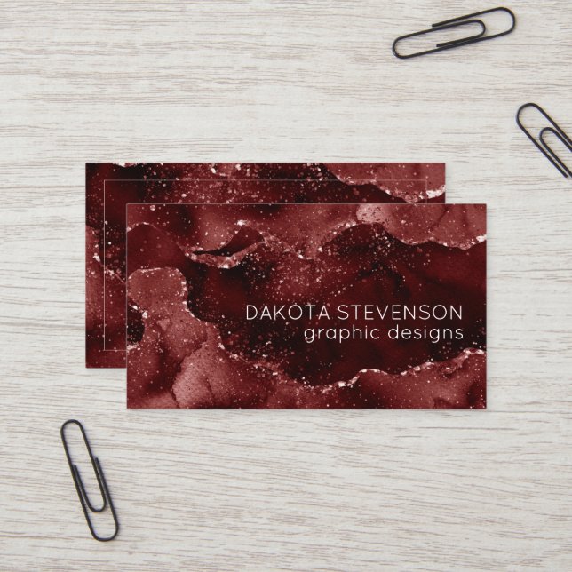 Tarjeta De Visita Moody Agate | Henna Blood Red Garnet Jewel Tone (Anverso/Reverso In Situ)