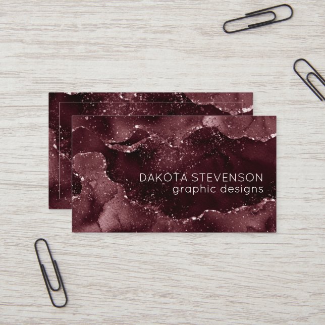 Tarjeta De Visita Moody Agate | Wine Bordeaux Sangria Merlot Maroon (Anverso/Reverso In Situ)