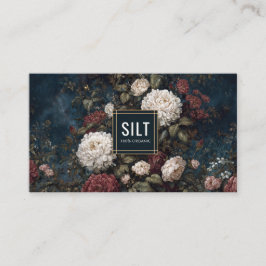 Tarjeta De Visita Moody Gothic Floral Dark Velvet Peony Gold Frame