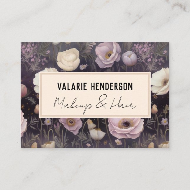 Tarjeta De Visita Moody Night Floral Business Card (Anverso)