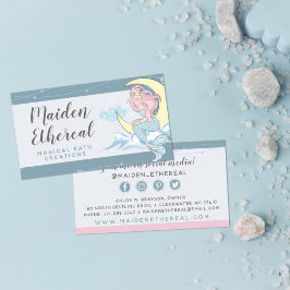 Tarjeta De Visita Moon de Sirena y Estrellas Misíticas en los medios