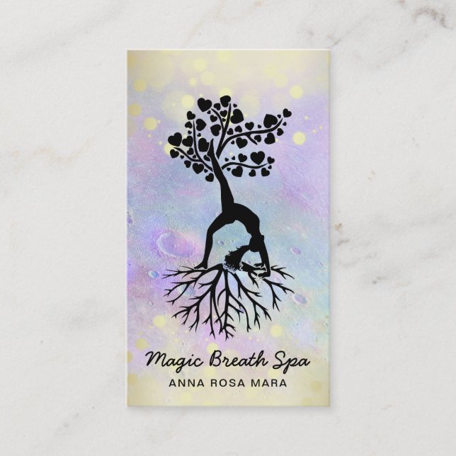 Tarjeta De Visita *~* Moon Gold Woman Yoga Meditación Mentitud (Anverso)