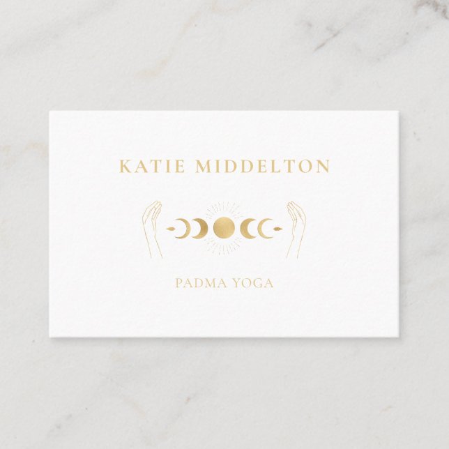 Tarjeta De Visita Moon Hands Yoga  Reiki Wellness Visitenkarte (Anverso)