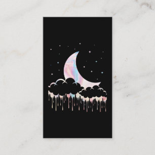 Tarjeta De Visita Moon Kawaii Crescent Witchy Pastel Goth