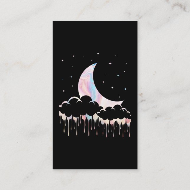 Tarjeta De Visita Moon Kawaii Crescent Witchy Pastel Goth (Anverso)