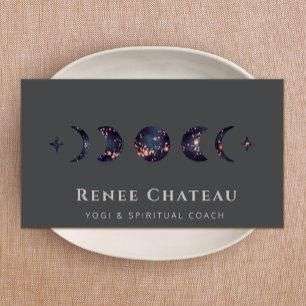 Tarjeta De Visita Moon Phase Stars Yoga Spiritual Healthy