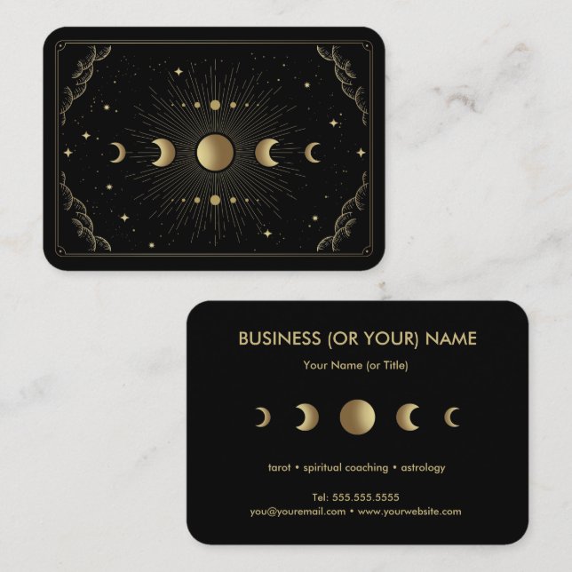 Tarjeta De Visita Moon Phases Tarot Reader Astrologer (Anverso / Reverso)
