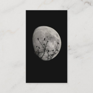 Tarjeta De Visita Moon Raven Gothic Crows Silhouette