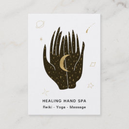Tarjeta De Visita *~* Moon Space Stars Celestial Gold Healing Hands