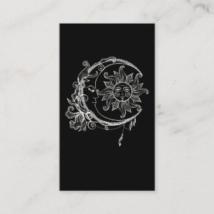 Tarjeta De Visita Moon Spiritual Crescent Sun Astronomy Stars