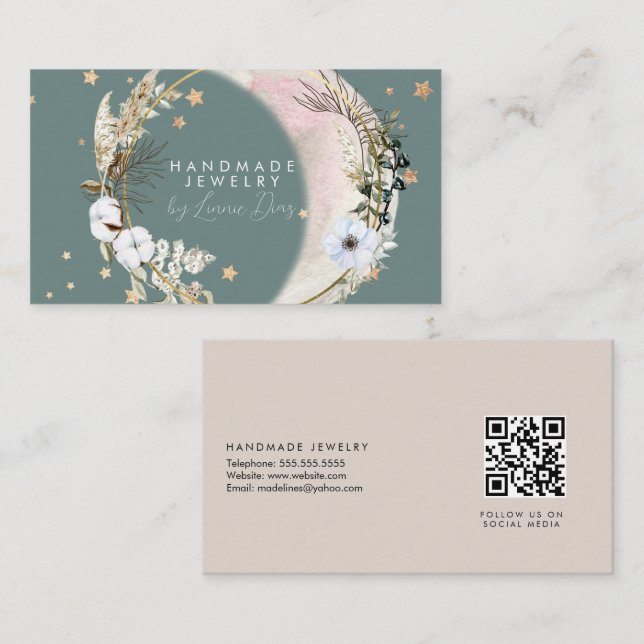 Tarjeta De Visita Moon Star Jewelry Artists Faux Gold D (Anverso / Reverso)