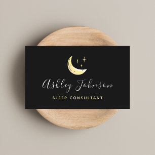Tarjeta De Visita Moon & Stars Sleep Consultor Simple Elegante Noche