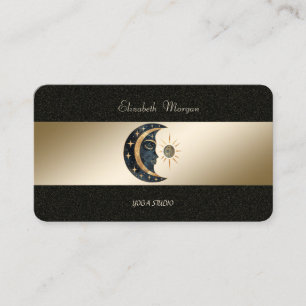 Tarjeta De Visita Moon Sun Gold Black Yoga Studio