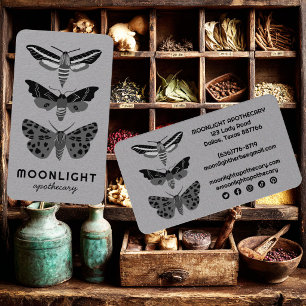 Tarjeta De Visita Moonlight MOTHS Apotecario Gótico Herbolario