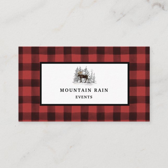Tarjeta De Visita Moose Rústico Rojo Negro De La Mancha 2 (Anverso)