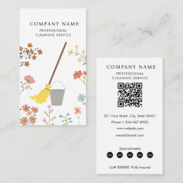 Tarjeta De Visita Mop Bucket Floral Professional Cleaning Services