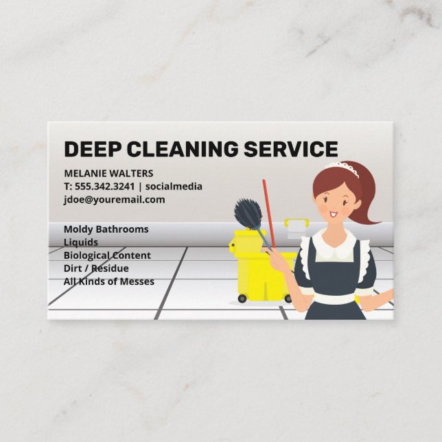 Tarjeta De Visita Mopa de limpieza | Maid | Servicio de limpieza de  (Anverso)