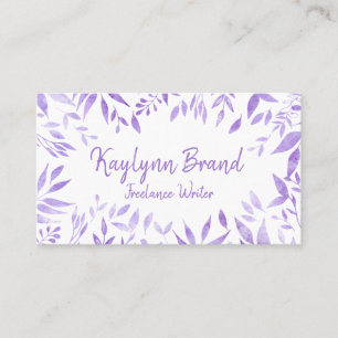 Tarjeta de visita morada acuarela floral