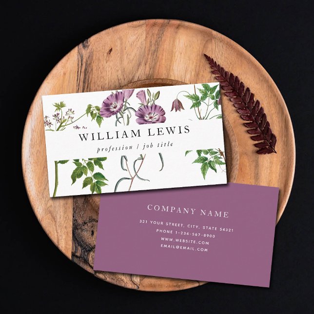 Tarjeta De Visita Morado acuarela Floral y verde profesional (Subido por el creador)