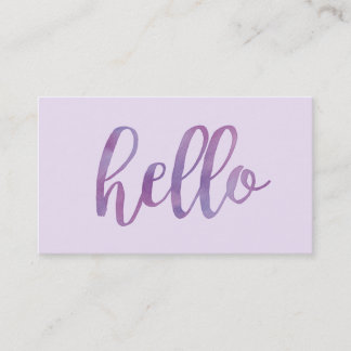 Tarjeta De Visita Morado acuarela Hola tipografía