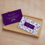 Tarjeta De Visita Morado Boho Vintage Floral<br><div class="desc">Personalizado económico imprimió tarjetas de visita personalizadas con su nombre e información de contacto. Este elegante diseño de moda presenta un fondo de impresión floral morado boho vintage. Utilice las herramientas de diseño para editar el texto con las fuentes y colores que desee. Cambie el color de fondo o cargue...</div>
