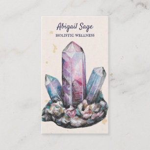 Tarjeta De Visita Morado Cuartz Crystal Holístico Yoga Espiritual