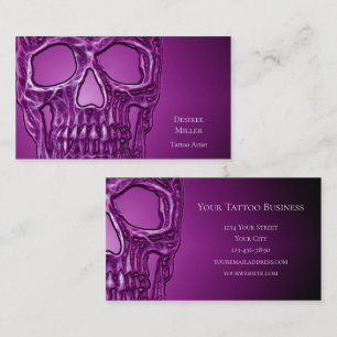 Tarjeta De Visita Morado de Guay blanco morado gótico con el cráneo