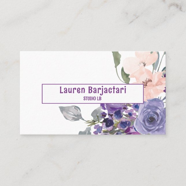 Tarjeta De Visita Morado Floral (Anverso)