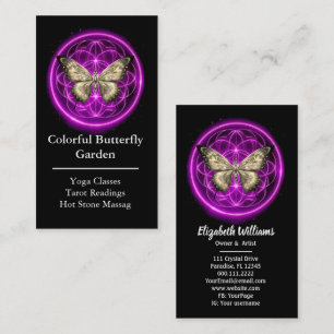 Tarjeta De Visita Morado Indigo mariposa Mandala mística Turquoise