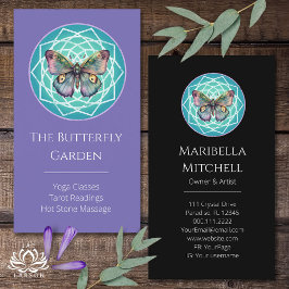 Tarjeta De Visita Morado Indigo mariposa Mandala mística Turquoise