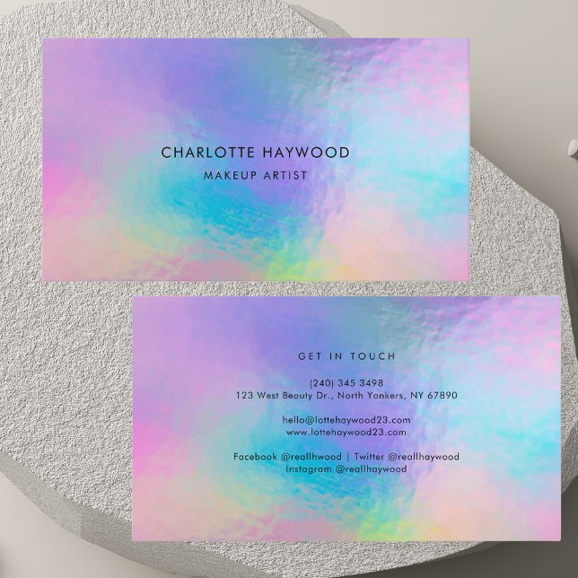 Tarjeta De Visita Morado irlandés moderno (Purple Iridescent Modern Business Card)