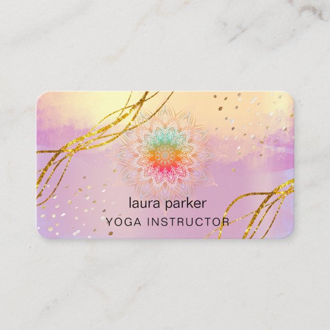 Tarjeta De Visita Morado Mandala Boho Meditación Yoga Holístico (Anverso)
