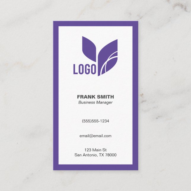 Tarjeta De Visita Morado Minimalista moderno (Anverso)