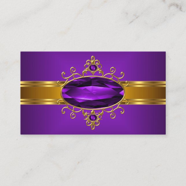 Tarjeta De Visita Morado Ornate Jewel Royal Yellow Rich 2 (Anverso)