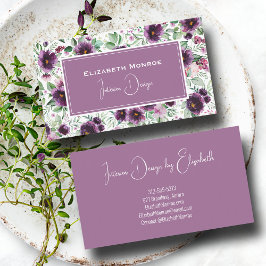 Tarjeta De Visita Morado Peonies Floral