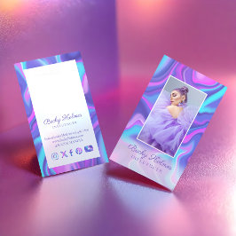 Tarjeta De Visita Morado y azul acuarela Diseño holográfico Belleza