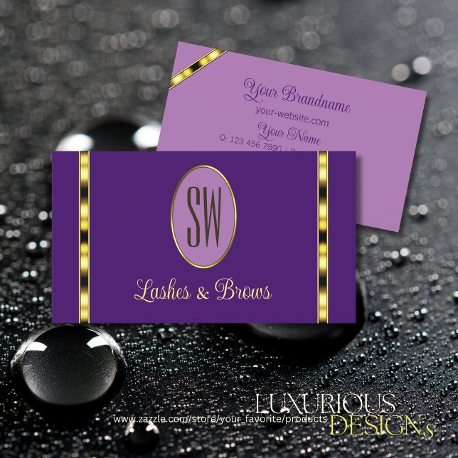 Tarjeta De Visita Morado y lino moderno con monograma profesional (Subido por el creador)