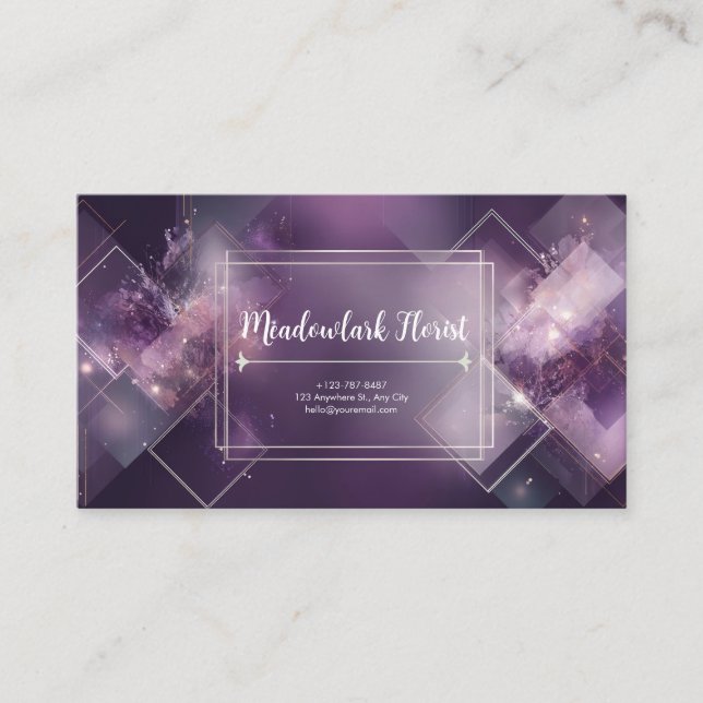 Tarjeta De Visita Morado y oro geométrico Celestial moderno (Anverso)