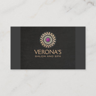Tarjeta De Visita Morado y oro Lotus Mandala Salon Spa