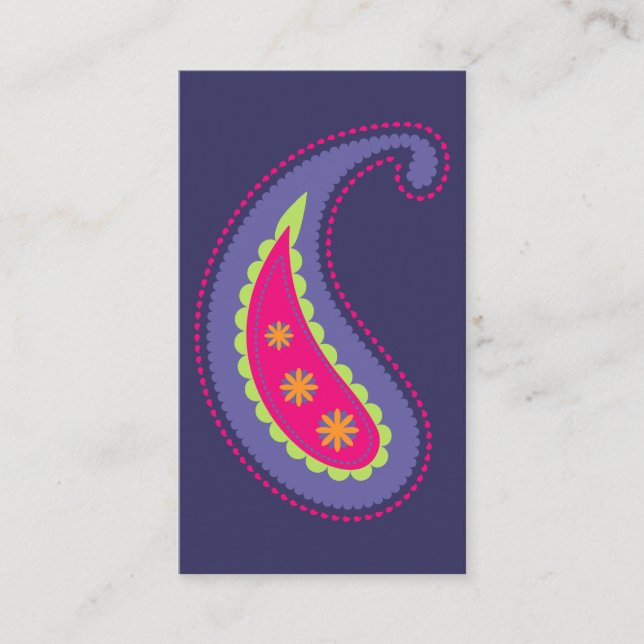 Tarjeta De Visita Morado y rosa paisley (Anverso)