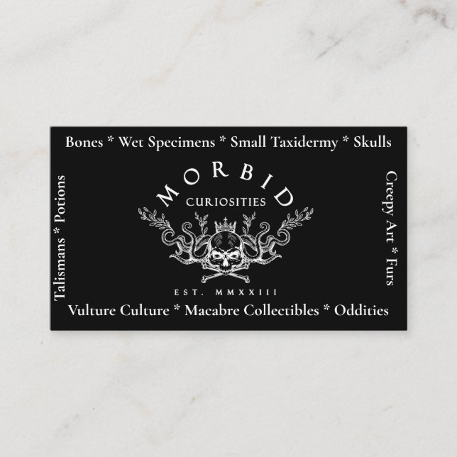 Tarjeta De Visita Morbid Curiosity Skull Business Card Macabre (Anverso)