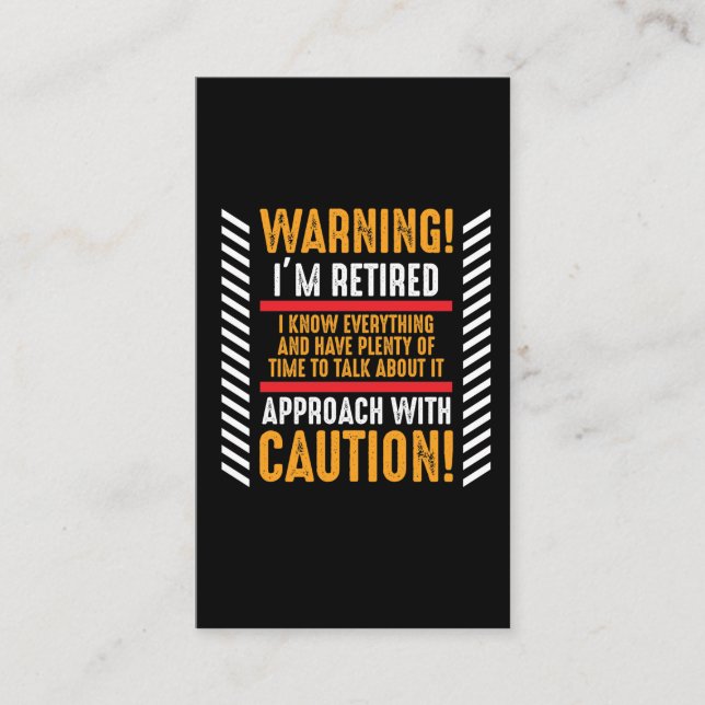 Tarjeta De Visita Mordaza de jubilación dice esposo jubilado (Anverso)